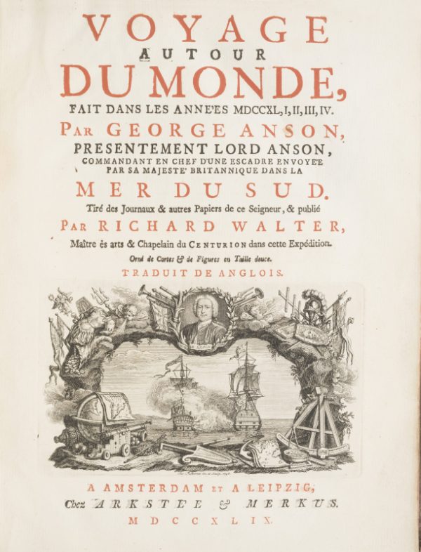 <span class="artist-name-product">ANSON  George</span> Voyage autour du monde, fait dans les années MDCCXL, I, II, III, IV... dans la mer du sud... publié par Richard Walter.