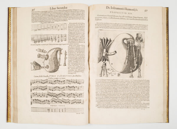 <span class="artist-name-product">MERSENNE  le père Marin</span> Harmonicorum instrumentorum Libri IV in quibus fuse satis agitur de monochordis, variisq. citharis, barbitis, lyris, tubis, clavichordiis, fistulis, tibiis, serpente, cornubus, organis, campanis, cymbalis, atque tympanis. – Image 5