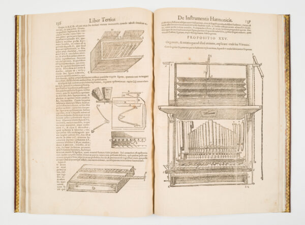 <span class="artist-name-product">MERSENNE  le père Marin</span> Harmonicorum instrumentorum Libri IV in quibus fuse satis agitur de monochordis, variisq. citharis, barbitis, lyris, tubis, clavichordiis, fistulis, tibiis, serpente, cornubus, organis, campanis, cymbalis, atque tympanis. – Image 6