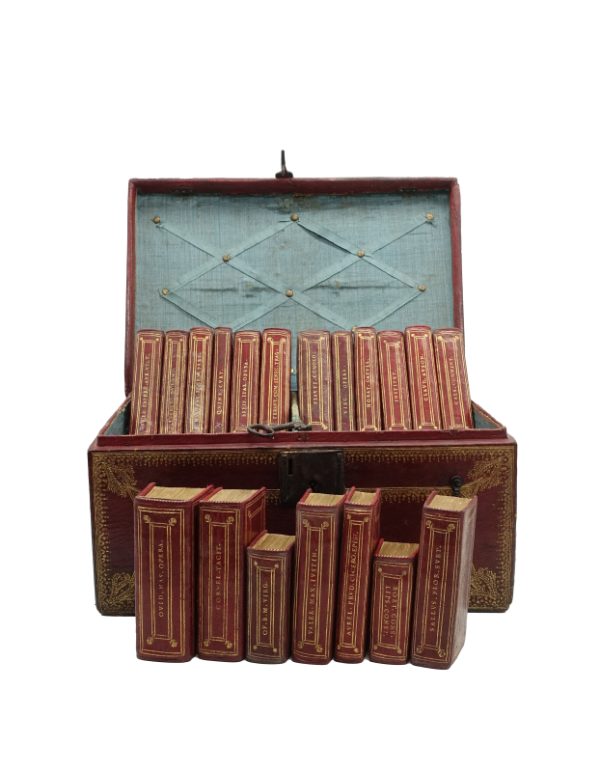 <span class="artist-name-product">[TRAVEL LIBRARY-MINIATURE BOOKS] </span> Collection of 19 miniature books preserved in their contemporary travel case. – Image 3